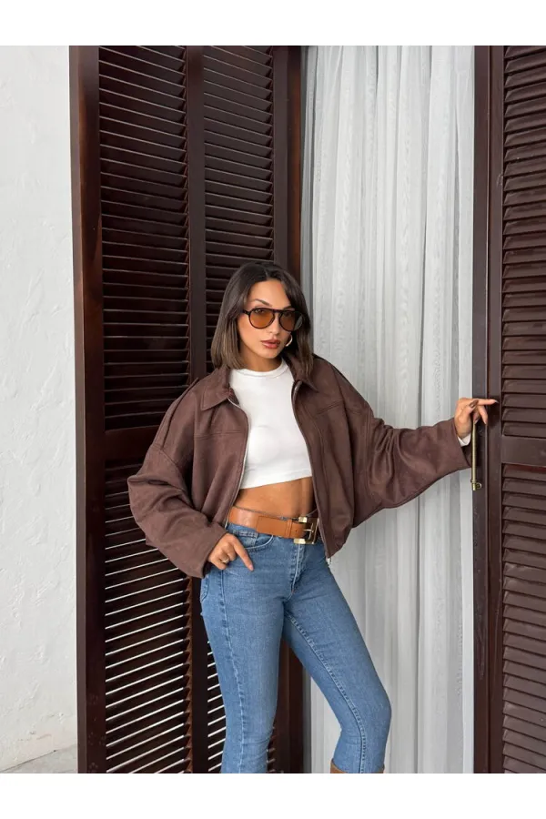 Topshow Scuba Suede Jacket - Brown | F2017