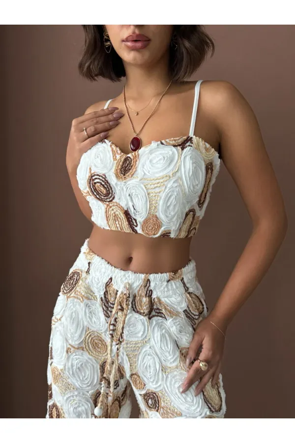 Topshow Toptan Desenli Büstiyer – Yazlık Ve Trend Parça - Kahve | F1976