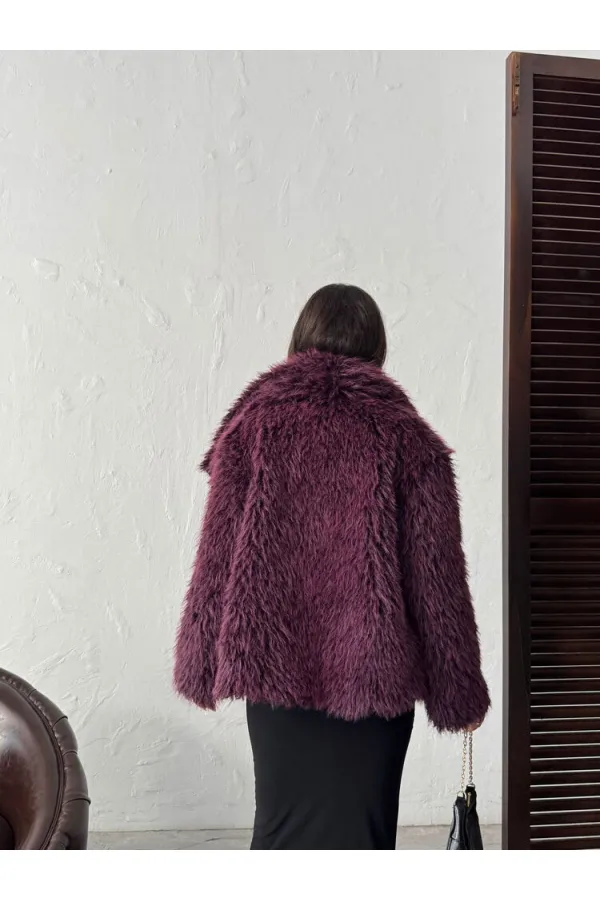 Women's Faux Fur Wholesale Coats – Fluffy, Soft Textured, Stylish Winter Outerwear - BURGUNDY