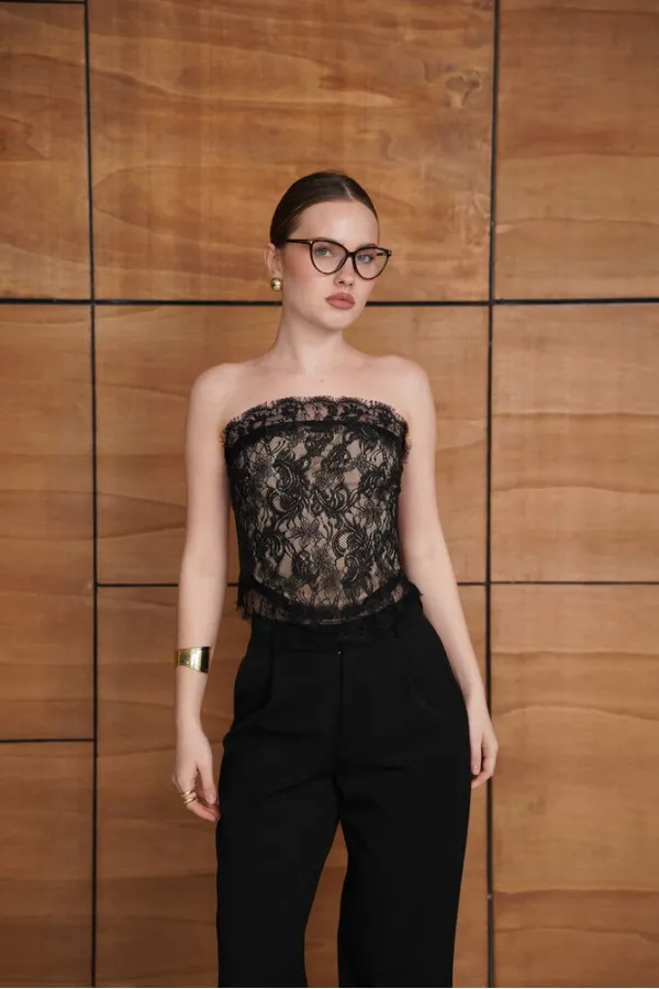 Bustier en dentelle - Noir | D2959 - Topshow