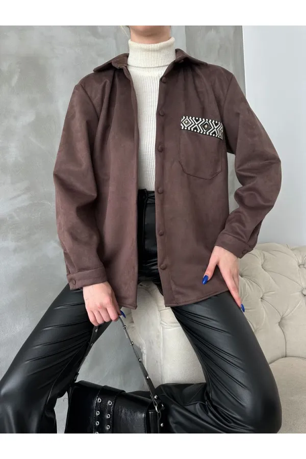 Chemise en daim marron (vente en gros) | TOPSHOW | F1517