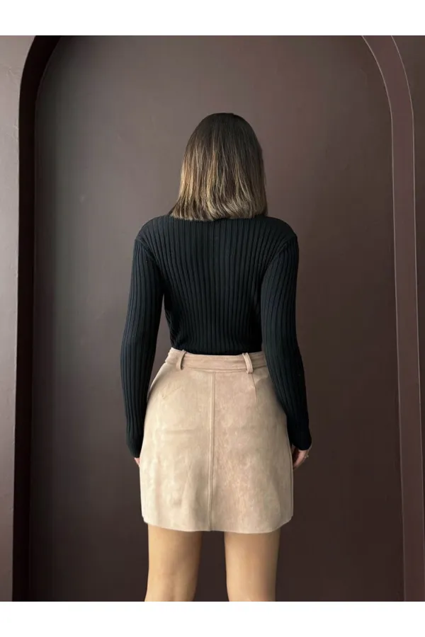 Topshow Kemerli Toptan Etek - Vizon | F1801