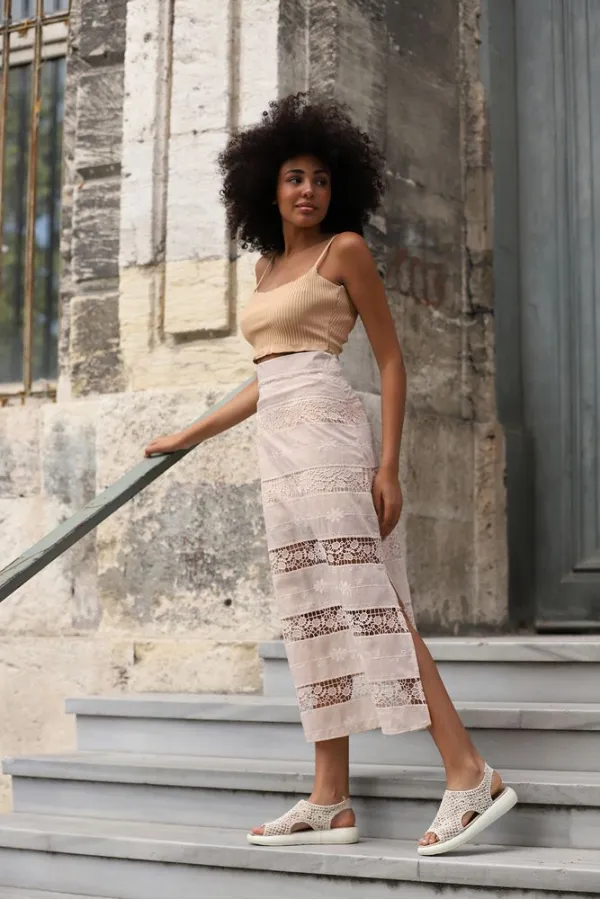 Jupe longue en maille en gros - Pierre | TOPSHOW