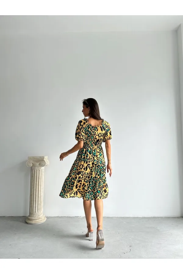 Robe longue Topshow à motif léopard et émeraude, vente en gros