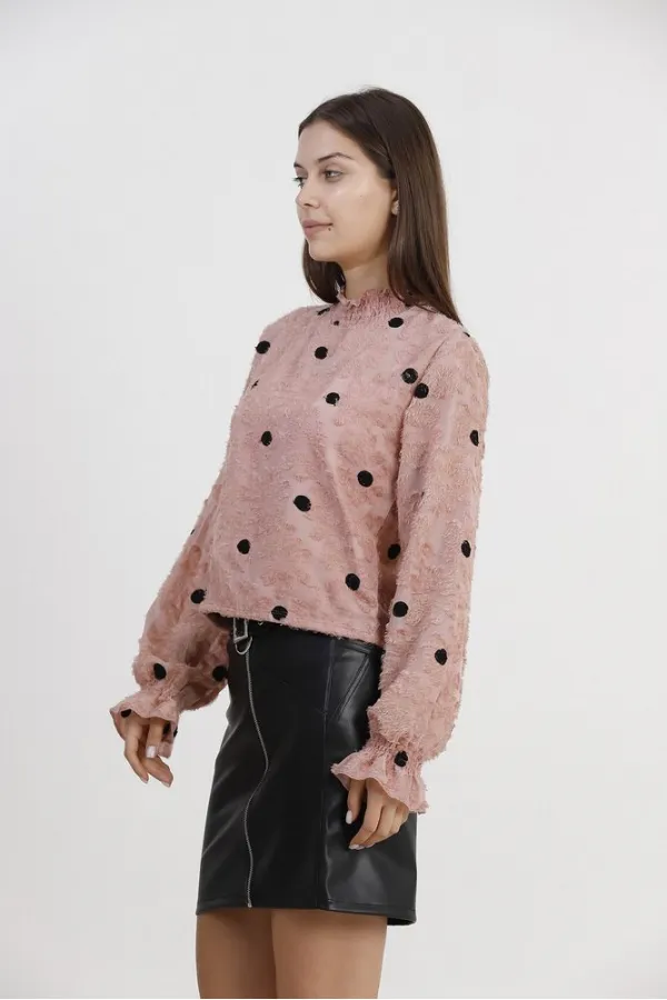 Blouse en mousseline à pois en gros - Pois poudrés | TOPSHOW | F1408