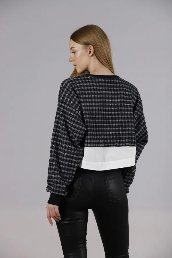 Blouse courte en gros - Bleu marine | TOPSHOW | F1544