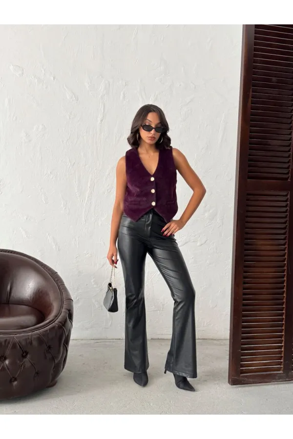 Topshow - Toptan Peluş Yelek- MÜRDÜM