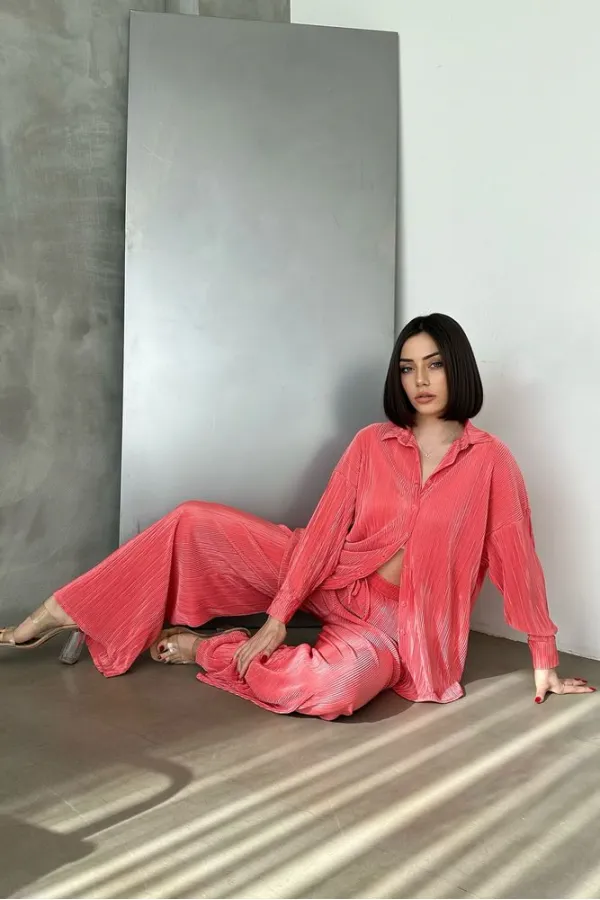 Pantalon plissé fuchsia Topshow en gros