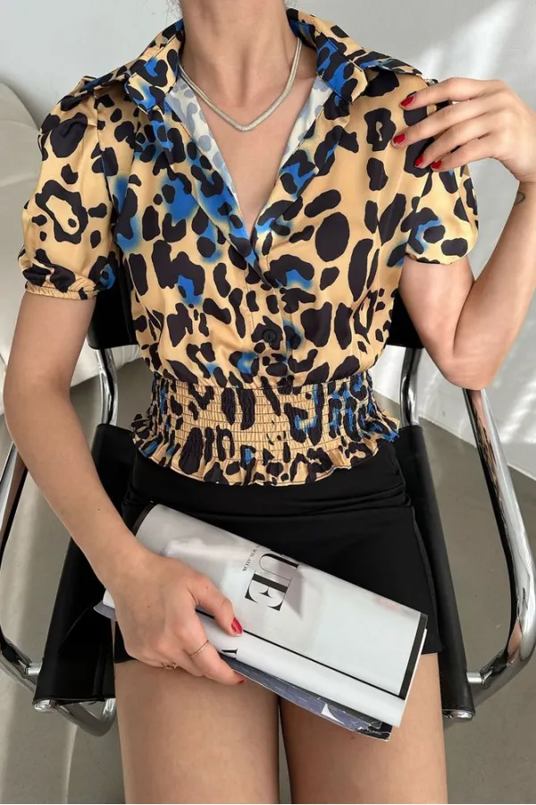 Chemise plissée Topshow Leopard Saxe Waist Gipel Ouzu en gros