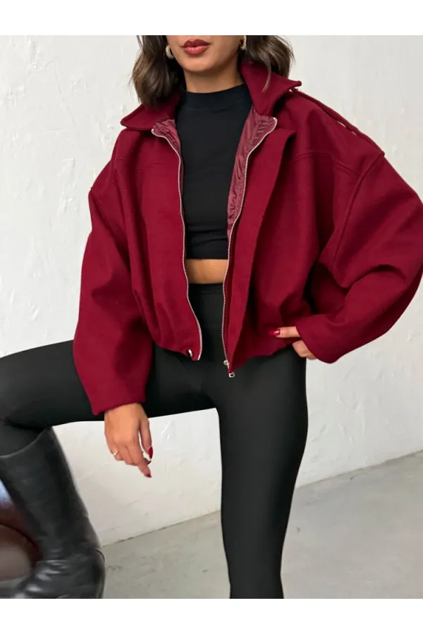 Topshow Cashmere Wholesale Jackets - Burgundy | F2047