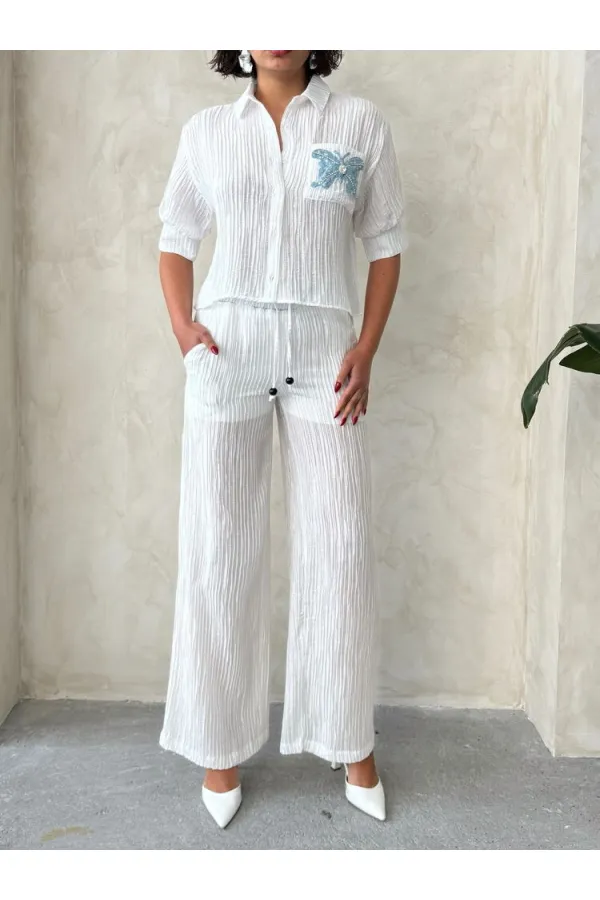 Wholesale Pleated Trousers - Cream | Topshow