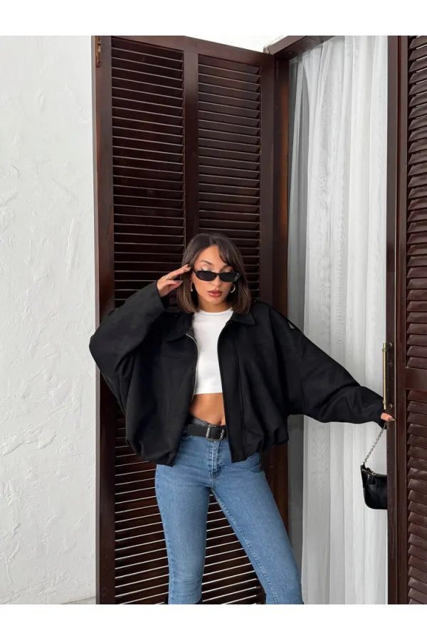 Veste en daim Topshow Scuba - Noire | Automne/Hiver 2017