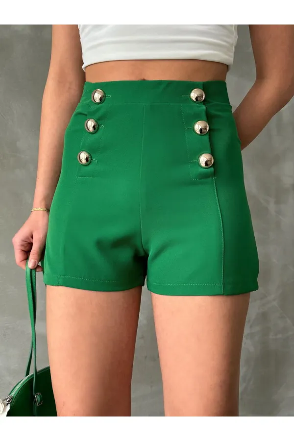 Topshow Emerald Embellished Buttoned Wholesale Shorts
