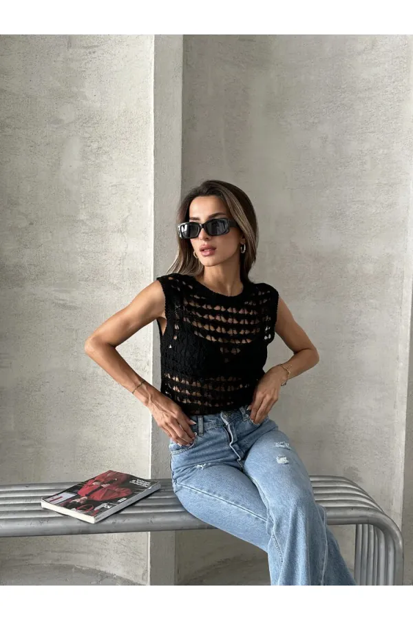 Triko Toptan Yelek - Siyah | TOPSHOW