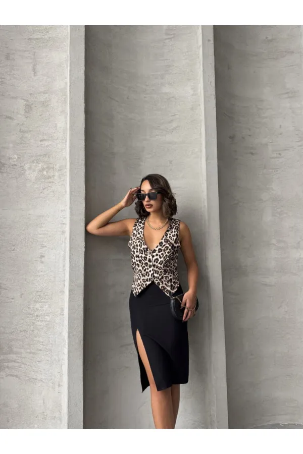 Toptan Yelek - Leopar | TOPSHOW | F1699