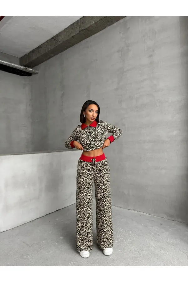 T-shirt à col polo en gros - Léopard noir | TOPSHOW | F1789