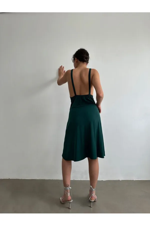 Robe Topshow à bretelles fines et col en V au-dessus du genou (vente en gros)