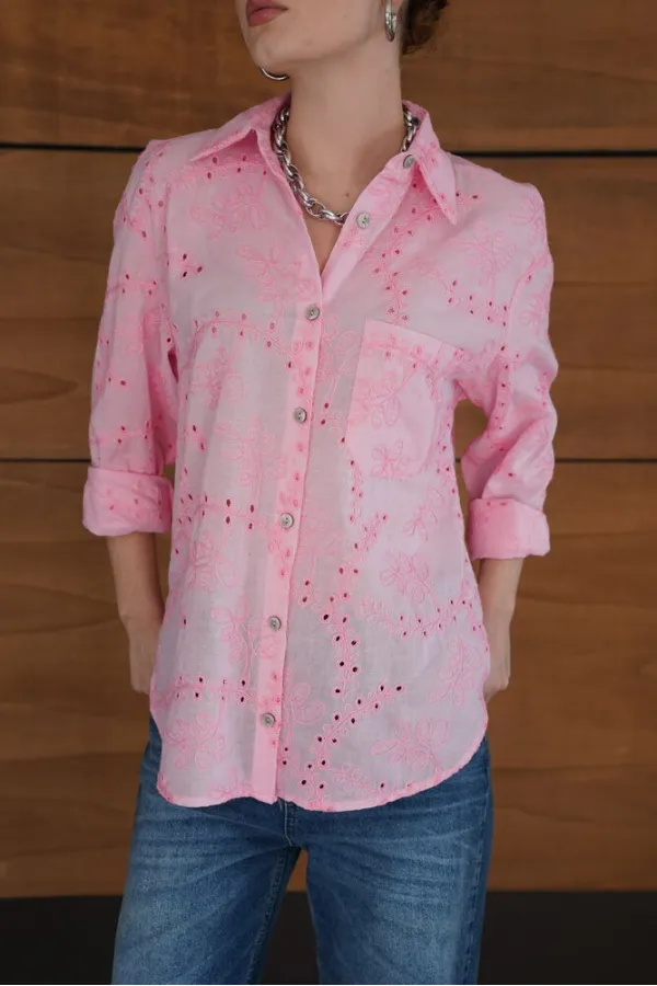 Corded Wholesale Shirt - Pink | F2079 - Topshow