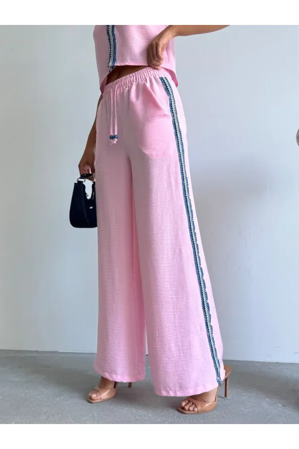 Wholesale Striped Denim Pants Pink | Topshow | F1890