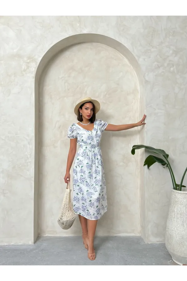 Wholesale Waist-Girted Full Length Dress - Lilac | Topshow