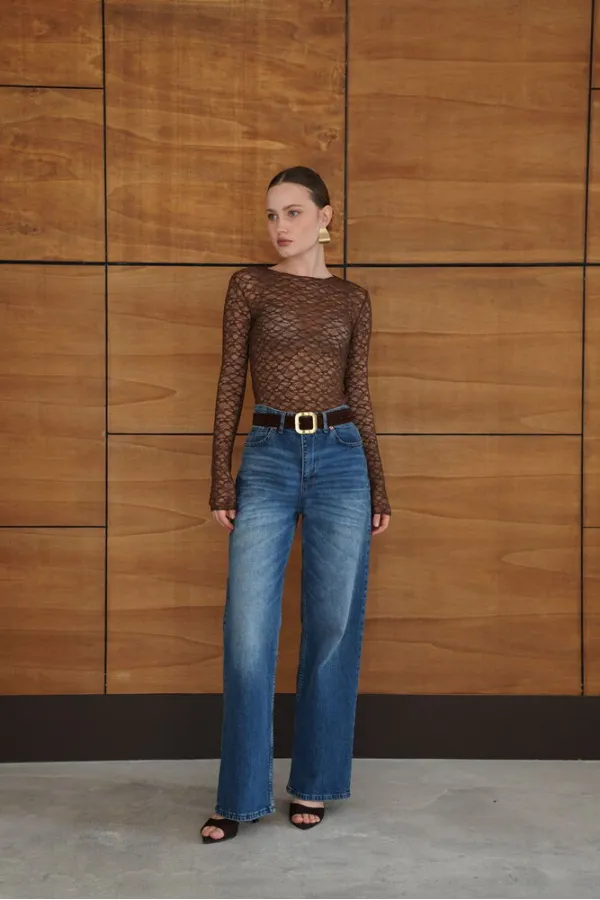 Blouses en dentelle en gros - Café | F2092 - Topshow