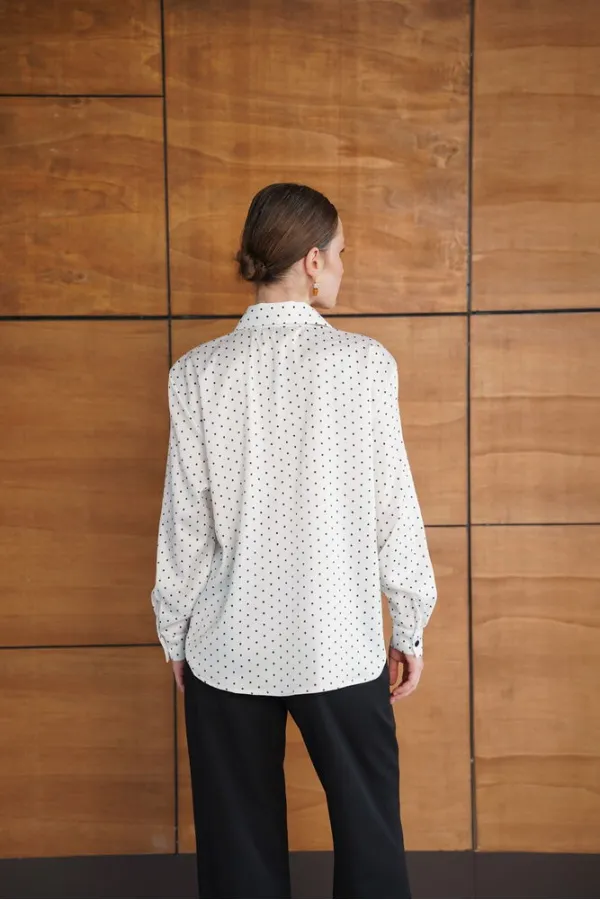 Chemise satinée à pois - Crème | F2076 - Topshow