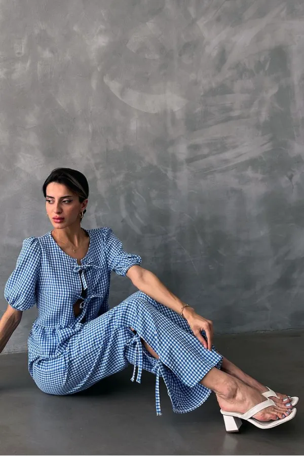 Topshow Mavi Pitikare Toptan Pantolon