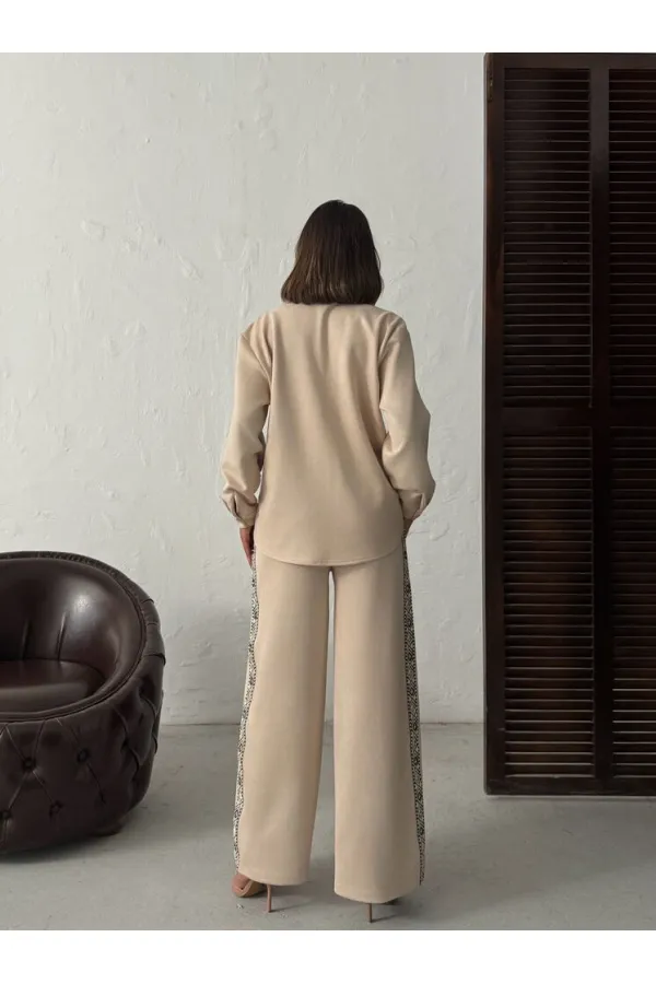 Pantalon Topshow en daim scuba à rayures - Rouge bordeaux | F1972