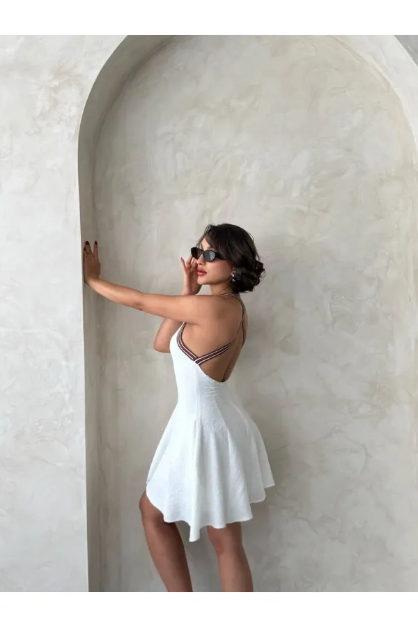 Robe sans manches rayée - Crème | Topshow