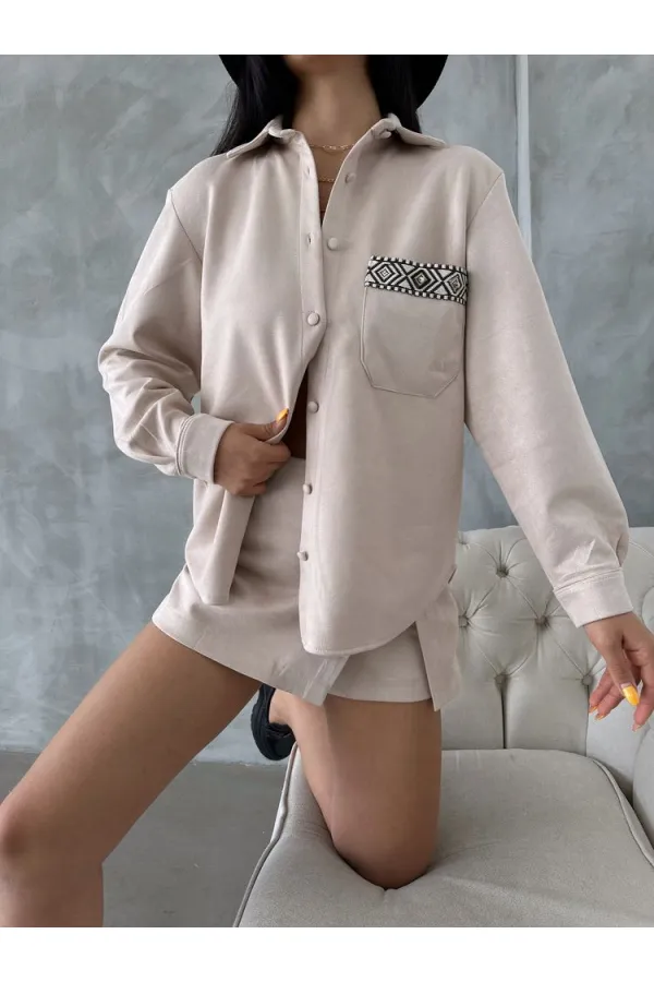 Topshow Stone Suede Wholesale Shirt | F1517