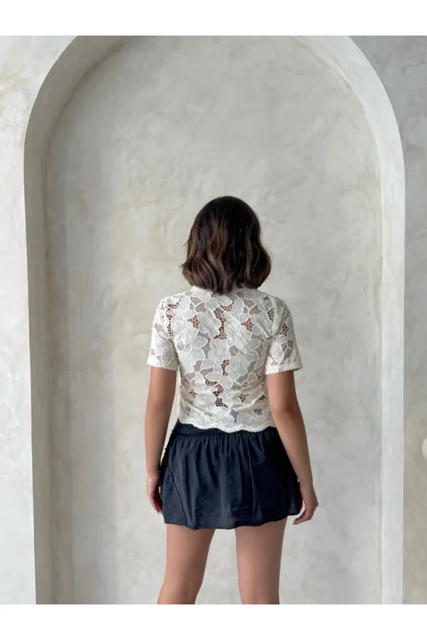 Dantel Gömlek - Açık Taş | Topshow