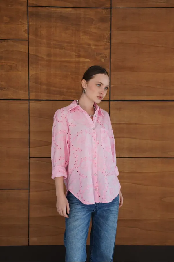 Corded Wholesale Shirt - Pink | F2079 - Topshow