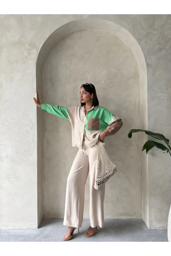 Chemise ornée en gros - Pierre émeraude | TOPSHOW | F1447