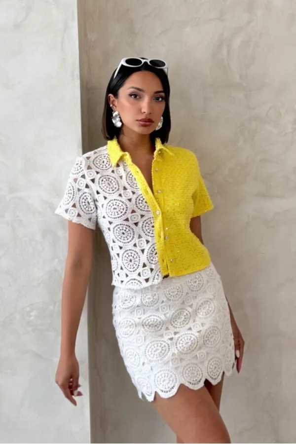 Denim Lace Wholesale Shirt - Raw Yellow | Topshow