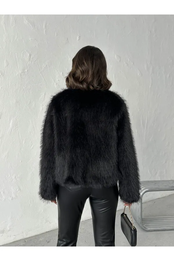 Manteau en fourrure noire Topshow en gros