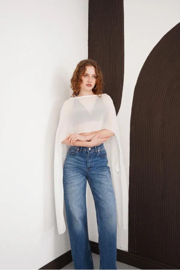 Chiffon Poncho - Cream | D2938 - Topshow