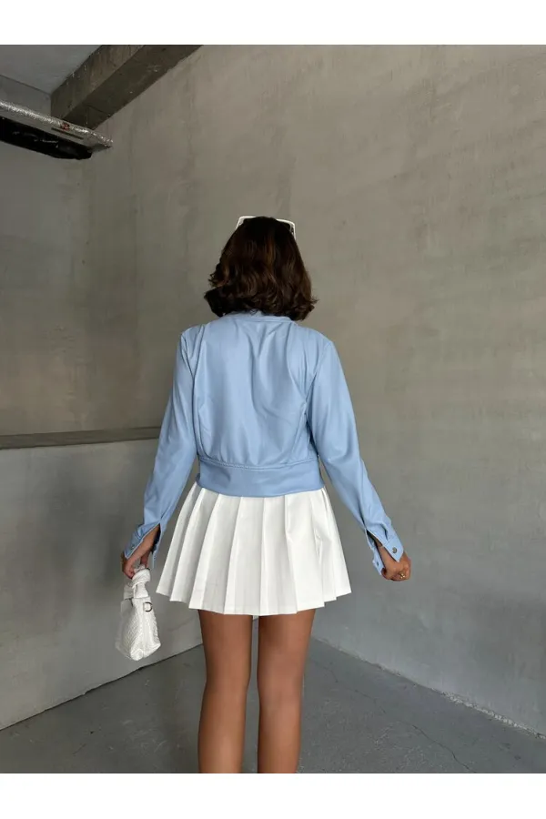 Veste en cuir en gros - Bleue | TOPSHOW | F0443