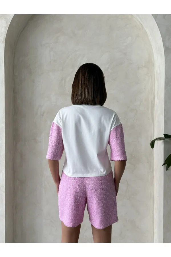 Pullu Kot Şort - Pembe | Topshow