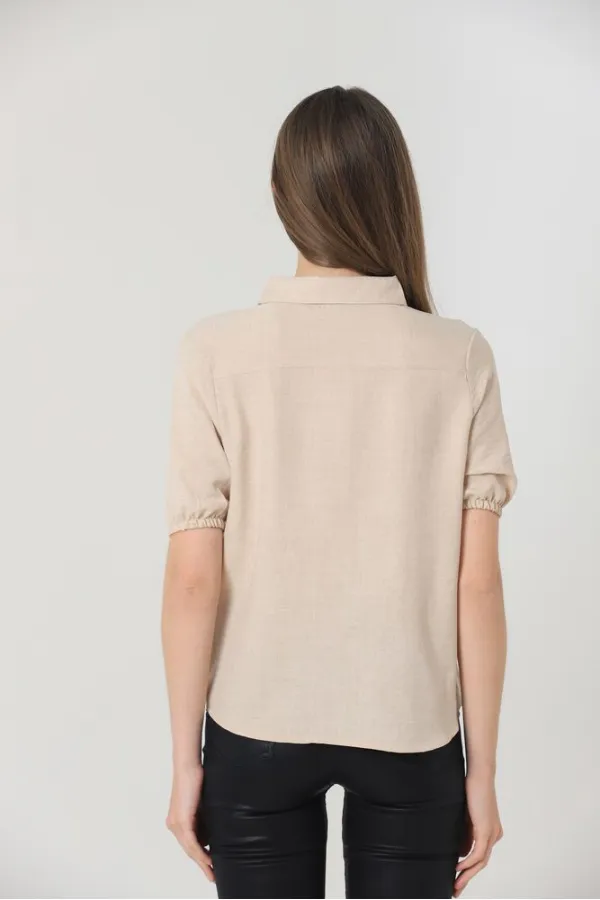 Topshow Taş Yarım Kol Dantel Detaylı Toptan Gömlek