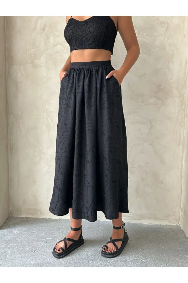 Embroidered Skirt - Black | Topshow | F1901