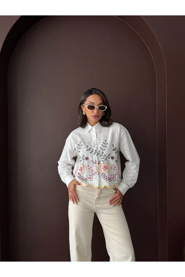 Chemises brodées pour femmes en gros – Style bohème chic – JAUNE DSN2