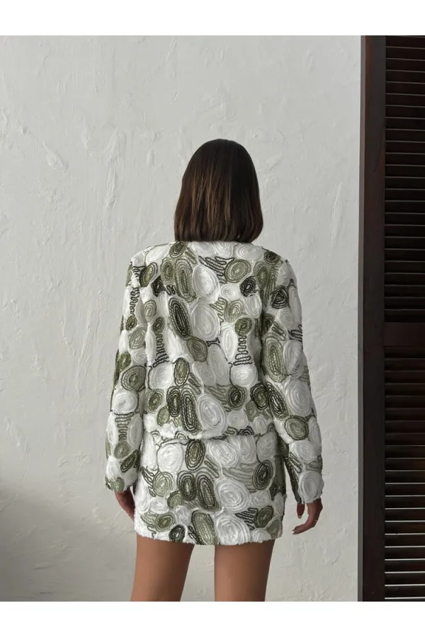 Topshow - Toptan Nakışlı Vual Etek - Haki