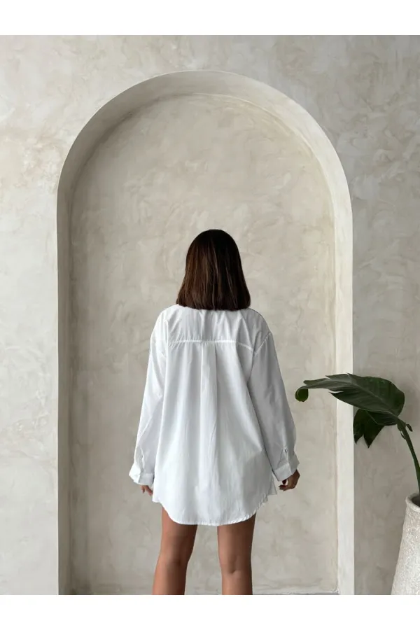 Çizgili Keten Gömlek - Açık Mavi | Topshow | F1917