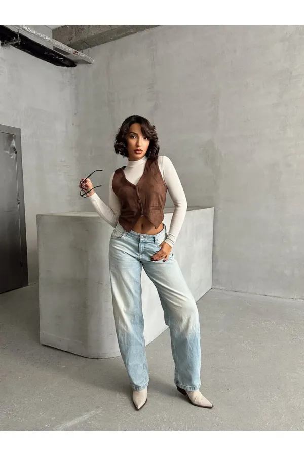 Suet Toptan Yelek - Kahve | TOPSHOW | F1528