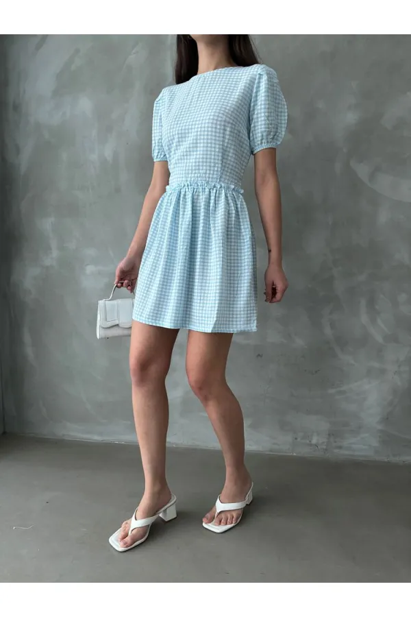 Robe Topshow bleue à col rond en gros