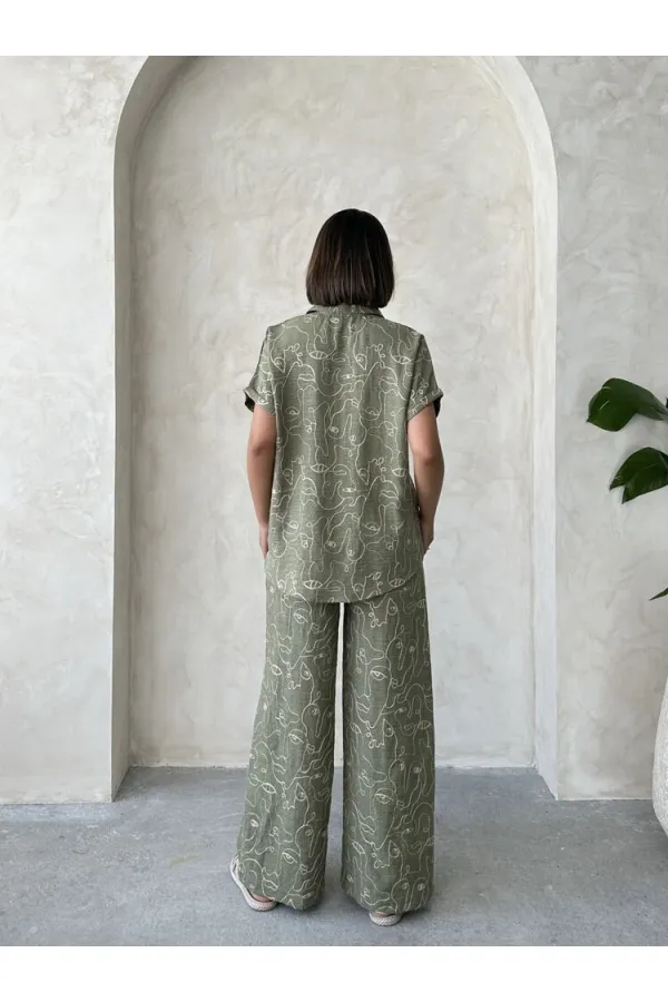 Nakışlı Toptan Gömlek - Açık Haki | Topshow