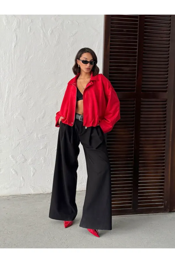 Topshow Scuba Suede Jacket - Red | F2017