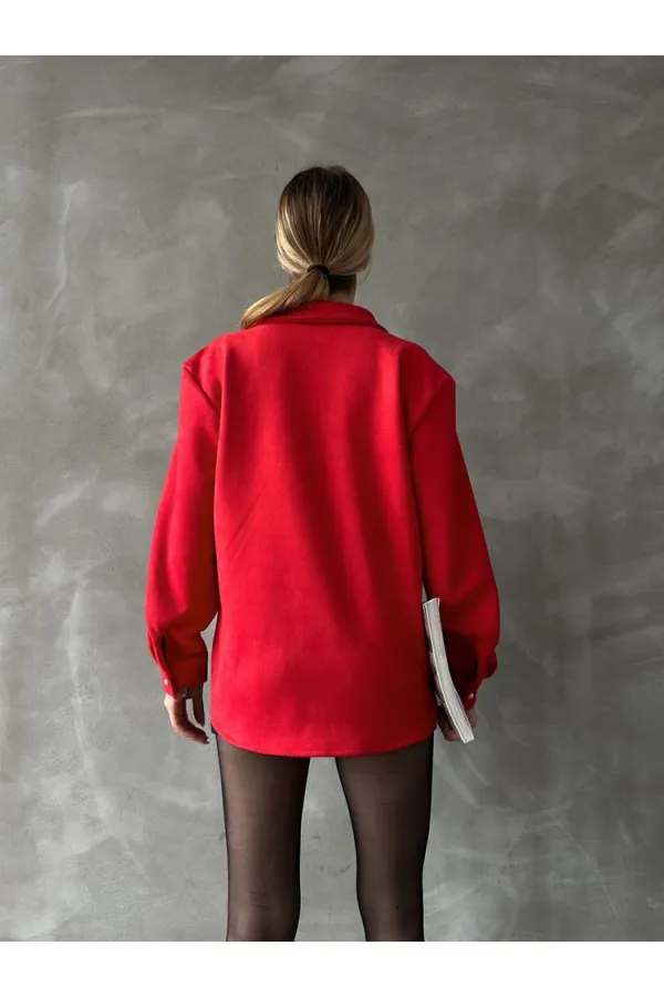 Wholesale Shirt with Tassel Pocket - Red | TOPSHOW | F1617