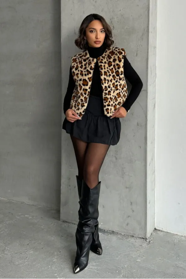 Plush Wholesale Vest - Leopard | TOPSHOW | F1833