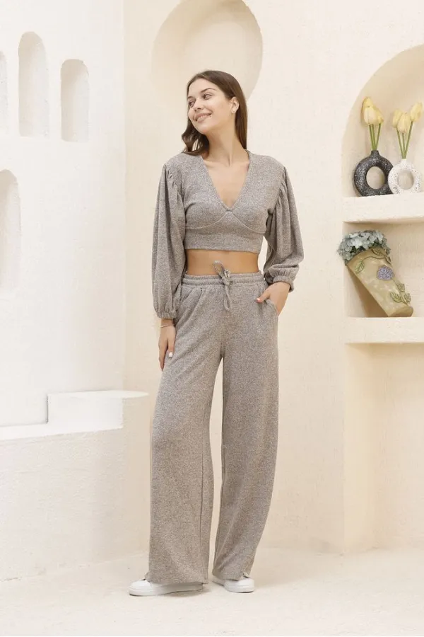 Blouse courte en gros - Beige | TOPSHOW | f1485